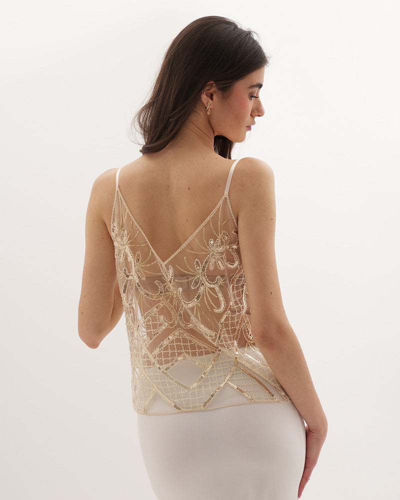 Luna Embellished Top - Gold